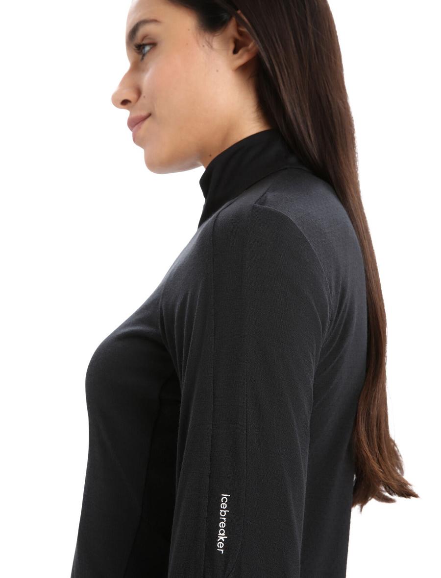 Icebreaker ZoneKnit™ Merino Long Sleeve Zip Naisten Huppari Mustat | FI 1668SGLO